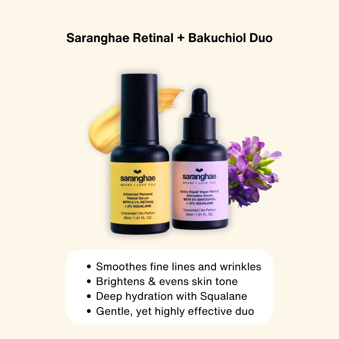 Saranghae Retinal + Bakuchiol Duo with 0.1% Retinal and 2% Bakuchiol