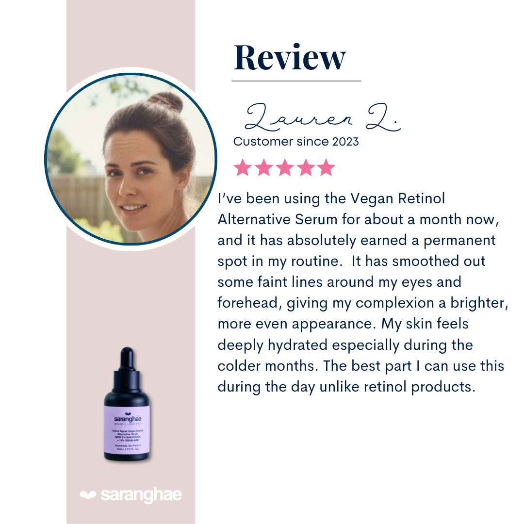 Saranghae Active Repair Vegan Retinol Alternative Serum with 2% Bakuchiol + 15% Squalane